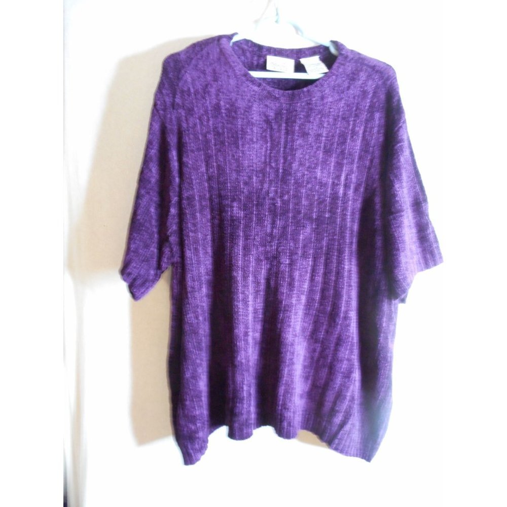 Vintage Purple Knit Size 26 W / 28 W Short Sleeve Sweater round neck super soft